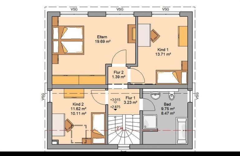 Massivhaus ARCHITEKTENHAUS VISION von KHC Bauträger Schlüsselfertig ab 247900€, Grundriss 1