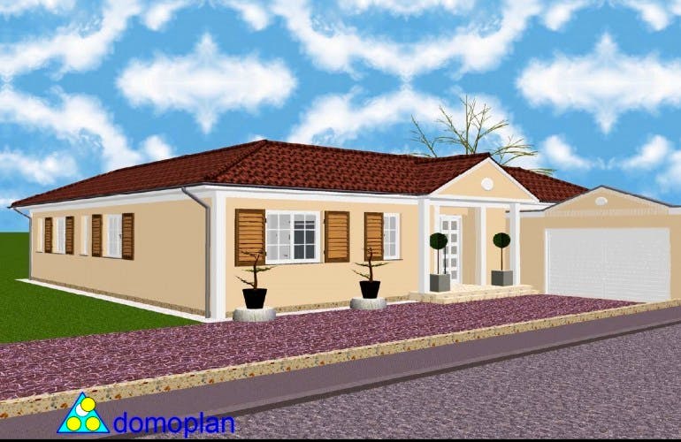 Massivhaus Atrium-Bungalow von domoplan massivhaus, Bungalow Außenansicht 1