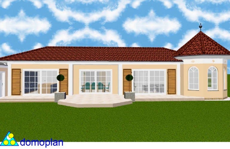 Massivhaus Atrium-Bungalow von domoplan massivhaus, Bungalow Außenansicht 2