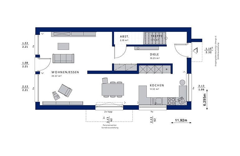 Fertighaus BALANCE 120 V3 von Bien-Zenker Schlüsselfertig ab 308787€, Cubushaus Grundriss 1