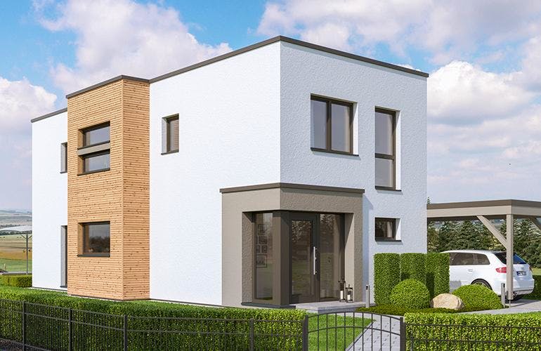 Fertighaus BALANCE 131 V3 von Bien-Zenker Schlüsselfertig ab 338716€, Cubushaus Außenansicht 1