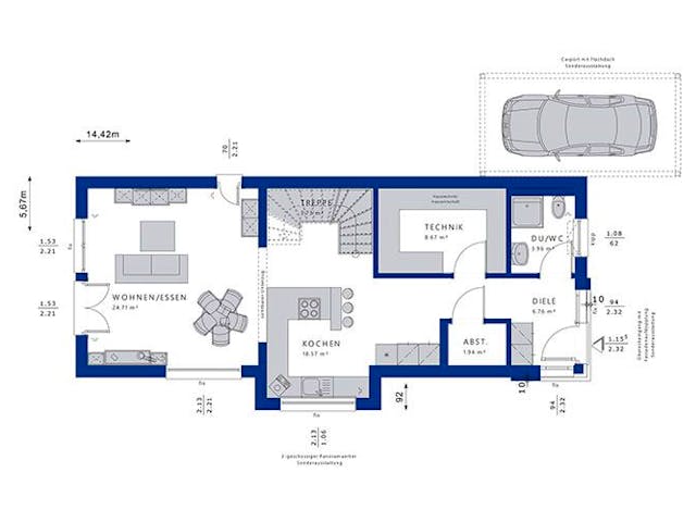 Fertighaus BALANCE 131 V3 von Bien-Zenker Schlüsselfertig ab 381784€, Cubushaus Grundriss 2