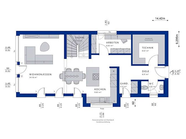 Fertighaus BALANCE 145 V2 von Bien-Zenker Schlüsselfertig ab 408302€, Satteldach-Klassiker Grundriss 1