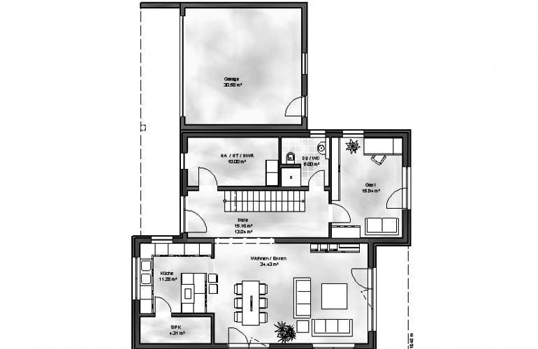 Massivhaus Bauhaus 5 von Massive Wohnbau, Cubushaus Grundriss 2