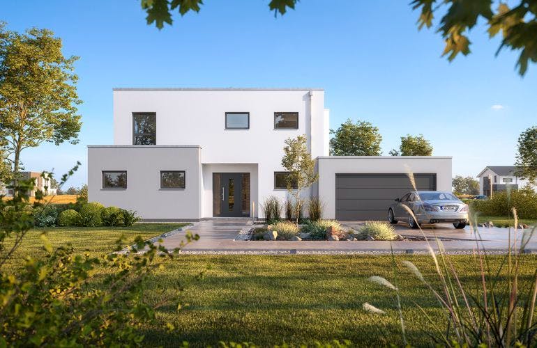Massivhaus BAUHAUS ANTEO von KHC Bauträger Schlüsselfertig ab 524900€, Cubushaus Außenansicht 2