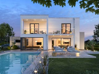 Massivhaus BAUHAUS ANTEO von Kern-Haus Chemnitz Schlüsselfertig ab 592900€, Cubushaus Außenansicht 2