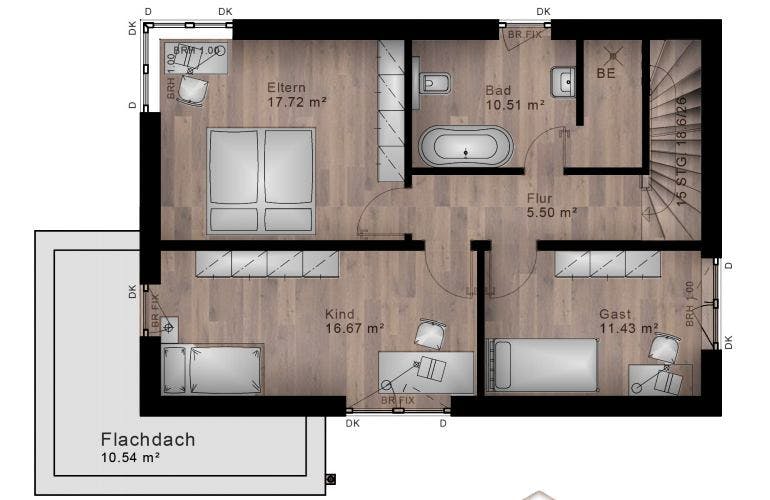 Massivhaus Bauhaus Heuzert 10-014 von Econ Das Haus, Cubushaus Grundriss 1