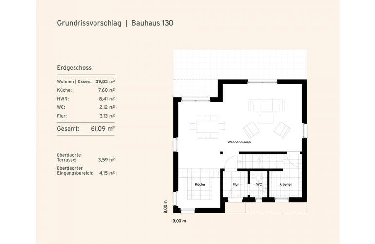 Massivhaus Bauhaus I 130 von Rostow Massivhaus, Cubushaus Grundriss 1