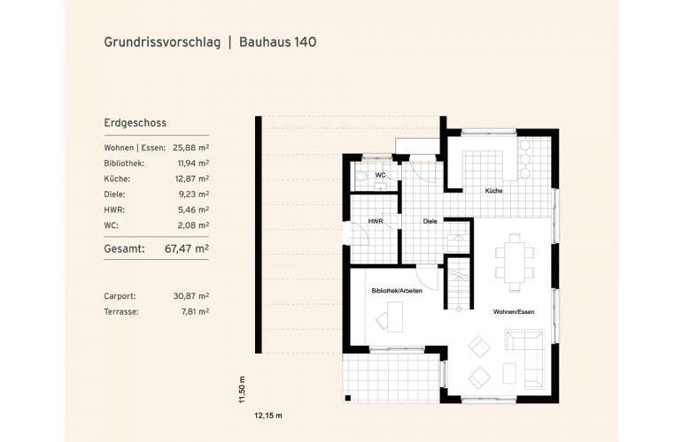Massivhaus Bauhaus II 140 von Rostow Massivhaus, Cubushaus Grundriss 1