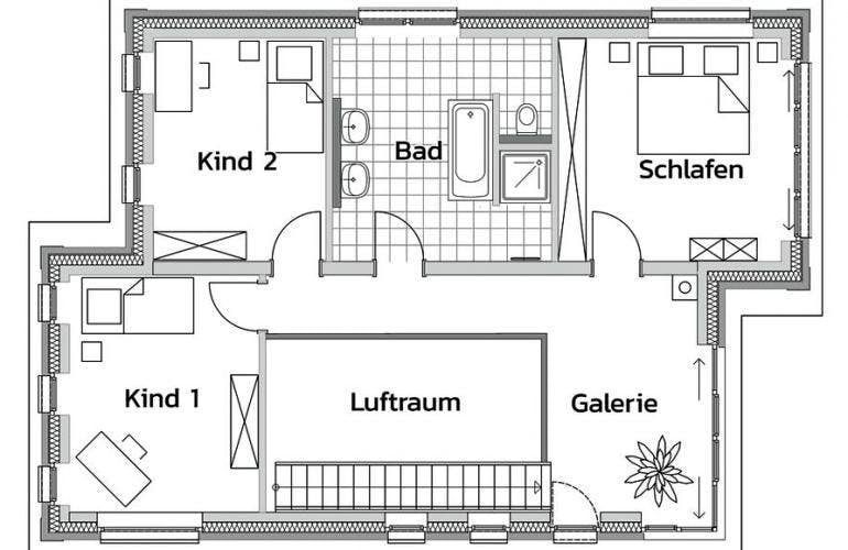 Massivhaus BLICKFANG von Kagebau, Stadtvilla Grundriss 1