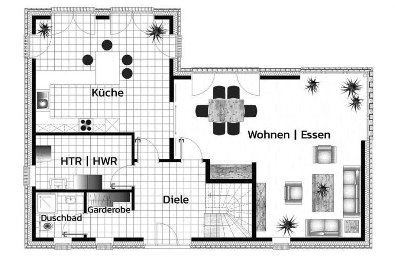 Massivhaus BUCHENHAIN von Kagebau, Stadtvilla Grundriss 1