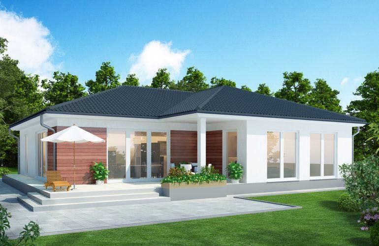 Massivhaus Bungalow 135 K von Baudirekt, Außenansicht 1