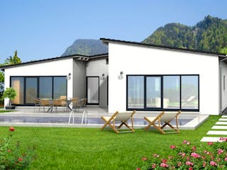 Massivhaus Bungalow 30 von Grundsteinhaus Schlüsselfertig ab 179200€, Bungalow Außenansicht 1