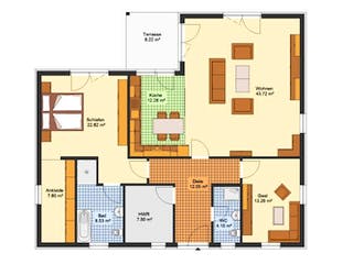 Massivhaus Bungalow ARENDSEE von Aktuell Bau, Bungalow Grundriss 1
