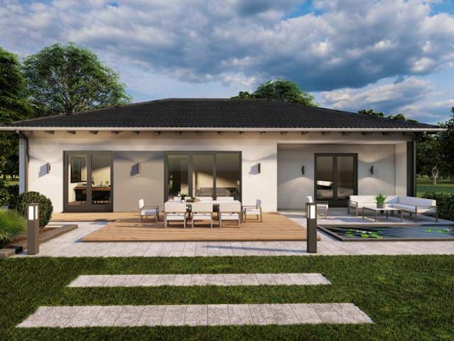 Massivhaus Bungalow Birken-Honigsessen 20-033 von Econ Das Haus, Bungalow Außenansicht 1 Massivhaus Bungalow Birken-Honigsessen 20-033 von Econ Das Haus, Bungalow Außenansicht 1