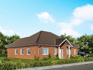 Massivhaus Bungalow BL 115 Variante K von Baudirekt, Außenansicht 1