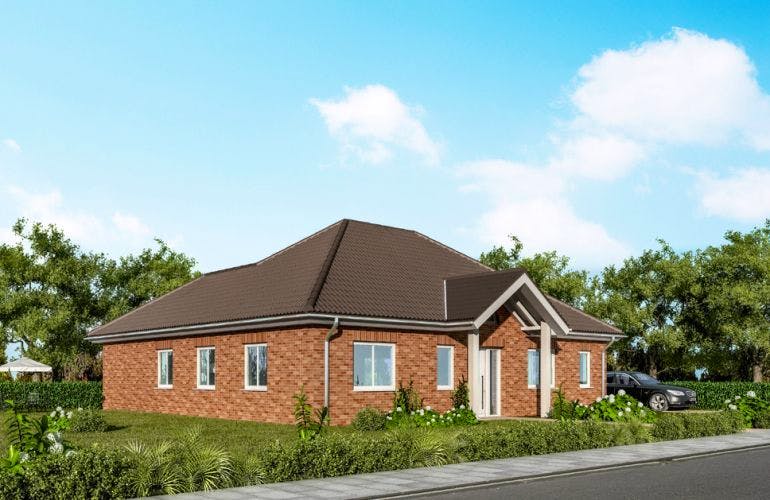 Massivhaus Bungalow BL 115 Variante K von Baudirekt, Außenansicht 1