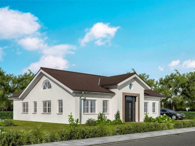 Massivhaus Bungalow BL 115 Variante M von Baudirekt, Außenansicht 1 Massivhaus Bungalow BL 115 Variante M von Baudirekt, Außenansicht 1