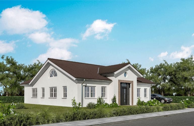 Massivhaus Bungalow BL 115 Variante M von Baudirekt, Außenansicht 1