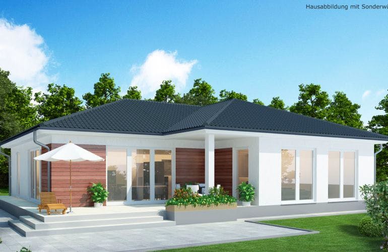 Massivhaus Bungalow BL 135 Variante K von Baudirekt, Bungalow Außenansicht 1