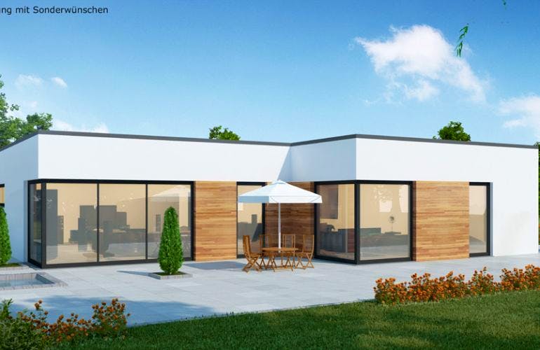 Massivhaus Bungalow BL 135 Variante T von Baudirekt, Außenansicht 1