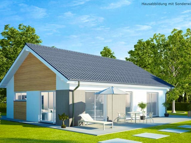 Massivhaus Bungalow BL 80 Variante M von Baudirekt, Bungalow Außenansicht 1 Massivhaus Bungalow BL 80 Variante M von Baudirekt, Bungalow Außenansicht 1