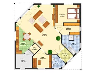 Massivhaus Bungalow BROCKEN 2020 von Aktuell Bau, Bungalow Grundriss 1