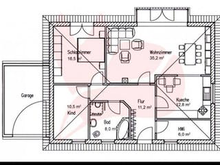 Massivhaus Bungalow Buche 100 von Baufuchs-Massivhaus Schlüsselfertig ab 186500€, Bungalow Grundriss 1
