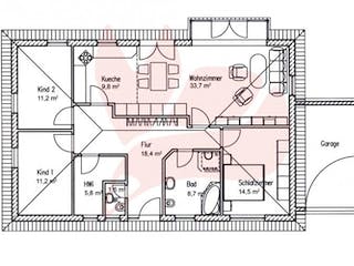 Massivhaus Bungalow Buche 115 von Baufuchs-Massivhaus Schlüsselfertig ab 211500€, Bungalow Grundriss 2