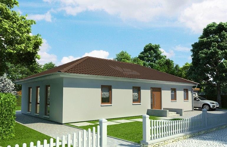 Massivhaus Bungalow Buche 126 von Baufuchs-Massivhaus Schlüsselfertig ab 226800€, Bungalow Außenansicht 1