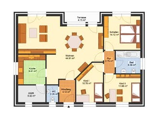 Massivhaus Bungalow BURGWEDEL von Aktuell Bau, Bungalow Grundriss 1