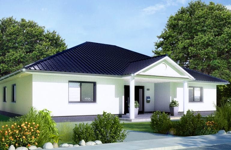 Massivhaus Bungalow Elbblick von EWA Hausbau Schlüsselfertig ab 288990€, Bungalow Außenansicht 2