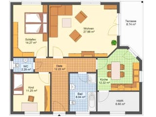 Massivhaus Bungalow FALKENSEE von Aktuell Bau, Bungalow Grundriss 1