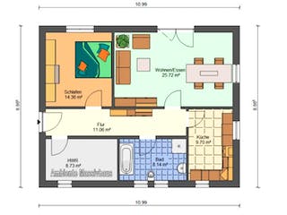 Massivhaus Bungalow Fläming von Ambiente Massivhaus, Bungalow Grundriss 1