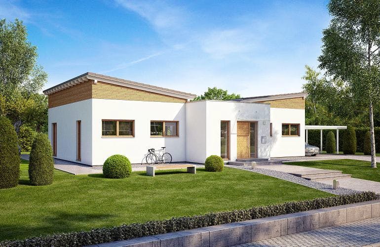 Massivhaus BUNGALOW FOKUS von KHC Bauträger Schlüsselfertig ab 370900€, Bungalow Außenansicht 1