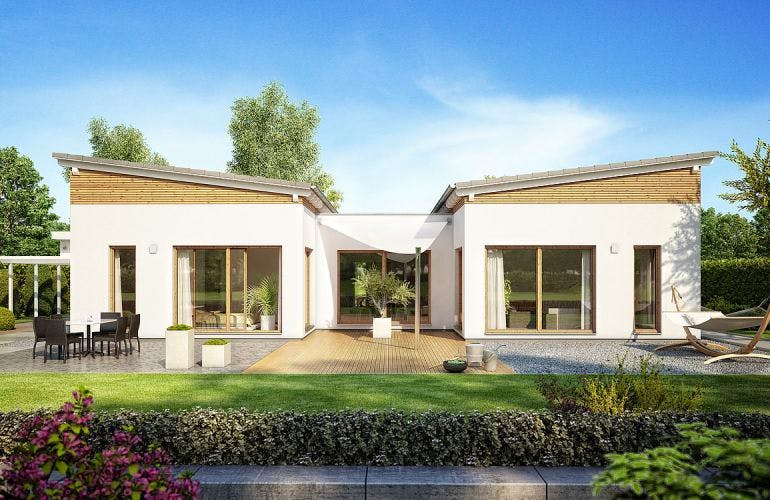 Massivhaus BUNGALOW FOKUS von KHC Bauträger Schlüsselfertig ab 370900€, Bungalow Außenansicht 2