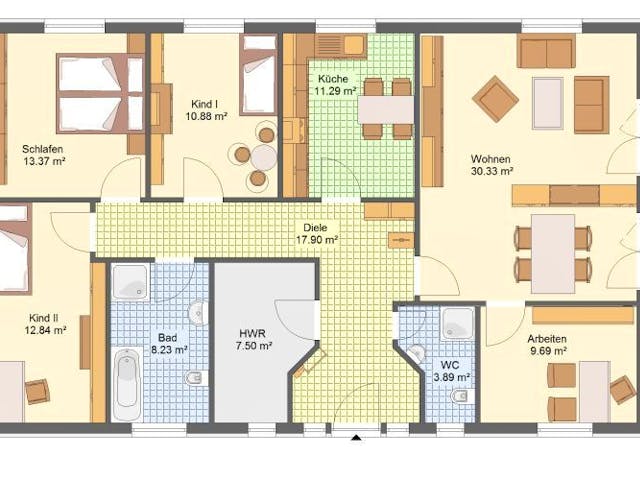 Massivhaus Bungalow MULDENTAL von Aktuell Bau, Bungalow Grundriss 1