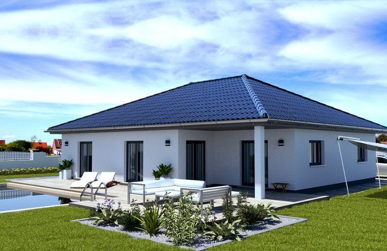 Massivhaus Bungalow Müritz von EWA Hausbau Schlüsselfertig ab 231990€, Bungalow Außenansicht 2