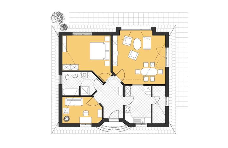 Massivhaus Bungalow Rerik von ROTH-MASSIVHAUS, Bungalow Grundriss 1