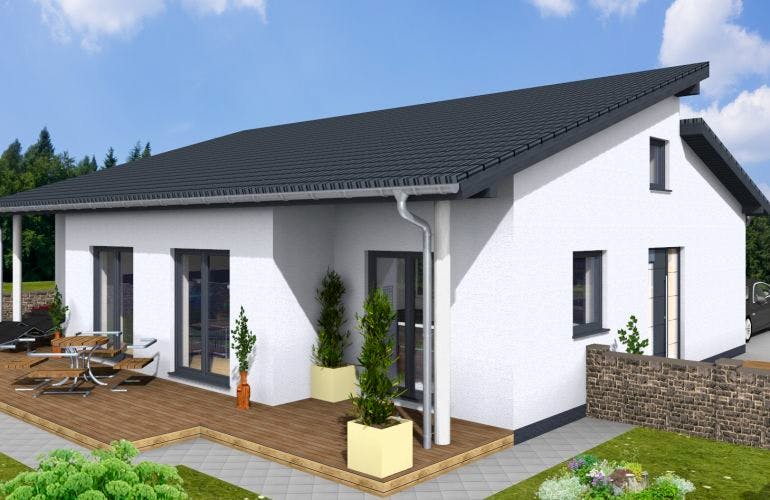 Massivhaus Bungalow Residenz 110 PD von Wäller-Haus Schlüsselfertig ab 299900€, Bungalow Außenansicht 1