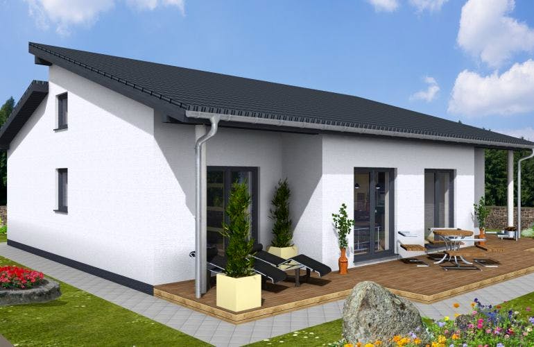 Massivhaus Bungalow Residenz 110 PD von Wäller-Haus Schlüsselfertig ab 299900€, Bungalow Außenansicht 2