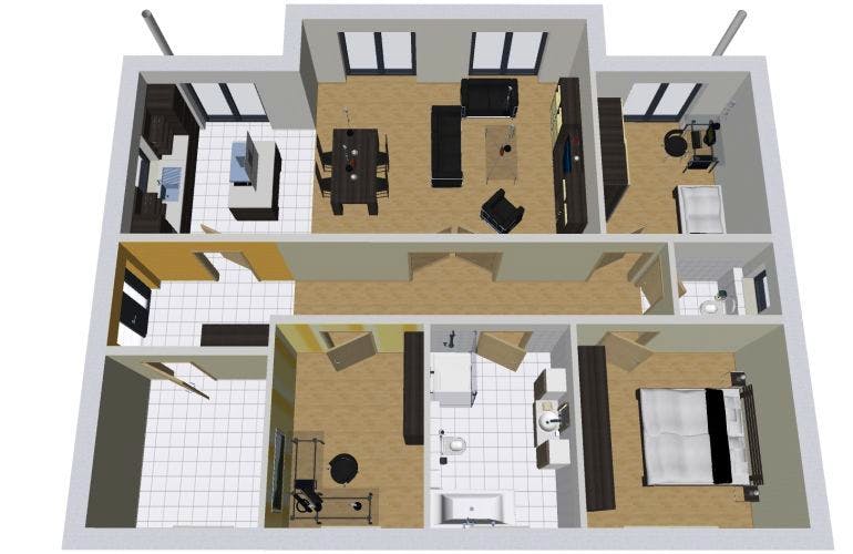 Massivhaus Bungalow Residenz 110 PD von Wäller-Haus Schlüsselfertig ab 299900€, Bungalow Grundriss 1