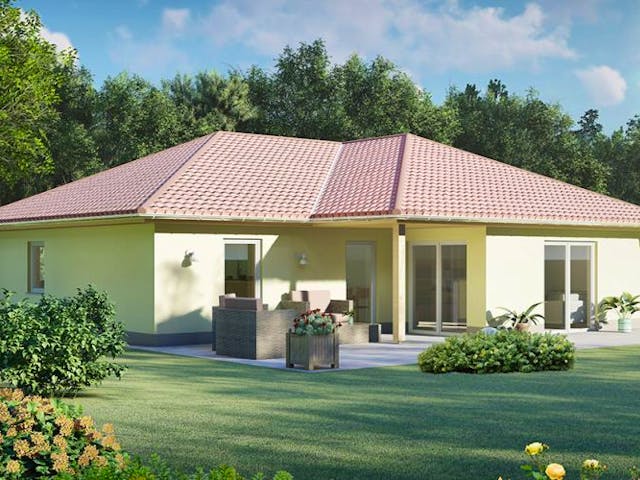 Massivhaus Bungalow SALZWEDEL von Aktuell Bau, Bungalow Außenansicht 1 Massivhaus Bungalow SALZWEDEL von Aktuell Bau, Bungalow Außenansicht 1