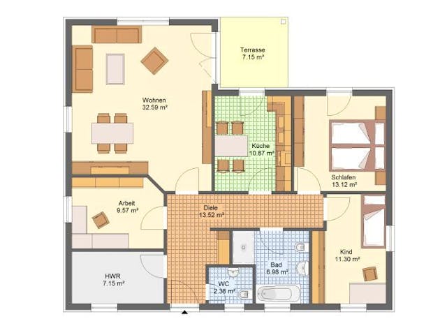 Massivhaus Bungalow SALZWEDEL von Aktuell Bau, Bungalow Grundriss 1