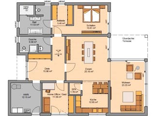 Massivhaus BUNGALOW SELECT von Kern-Haus Chemnitz Schlüsselfertig ab 382900€, Bungalow Grundriss 1