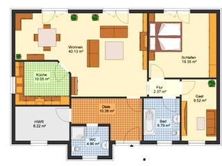 Massivhaus Bungalow SÖMMERDA von Aktuell Bau, Bungalow Grundriss 1