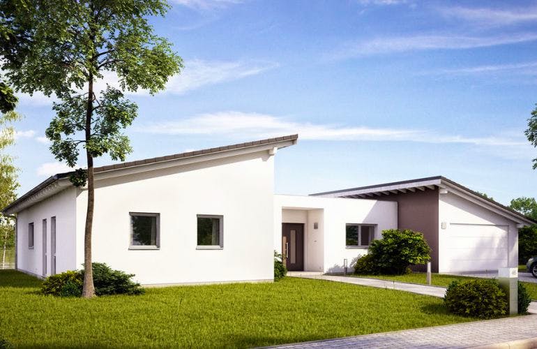 Massivhaus Bungalow Trio von KHC Bauträger Schlüsselfertig ab 521900€, Bungalow Außenansicht 1
