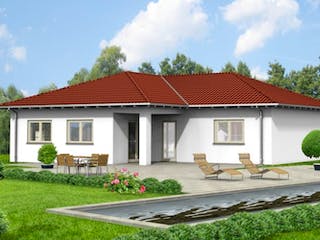 Massivhaus Bungalow Variante 2 von Grundsteinhaus Schlüsselfertig ab 234500€,  Außenansicht 1