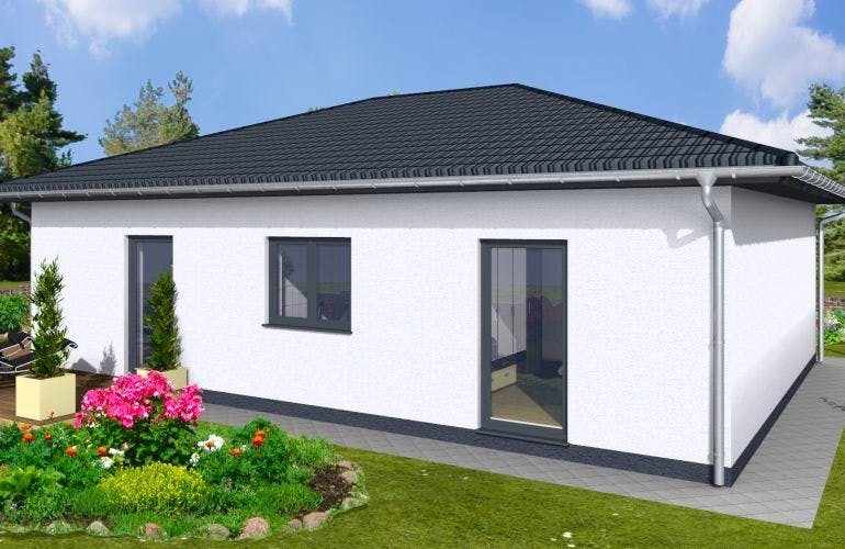 Massivhaus Bungalow Vita 80 WD von Wäller-Haus Schlüsselfertig ab 219900€, Bungalow Außenansicht 2
