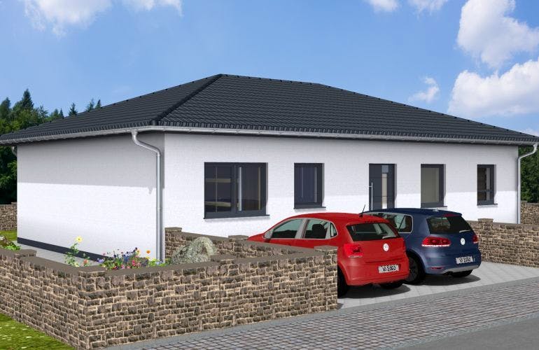 Massivhaus Bungalow VITA 95 WD von Wäller-Haus Schlüsselfertig ab 239900€, Bungalow Außenansicht 2